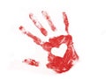 Red hand print with white heart inside Royalty Free Stock Photo