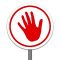 Red hand warning ,Stop Sign