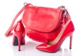 Red handbag and high heel shoes