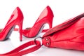 Red handbag and high heel shoes Royalty Free Stock Photo