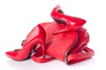 Red handbag and high heel shoes Royalty Free Stock Photo