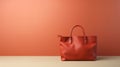 Red Handbag On Light Orange Background - Photorealistic Rendering With Realistic Usage Of Light And Color