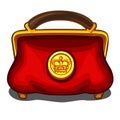 Red handbag with royal golden seal