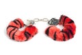 Red handcuffs for sexual joys Royalty Free Stock Photo