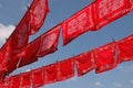 Red handkerchiefs on line Royalty Free Stock Photo