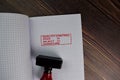 Red Handle Rubber Stamper and Quality Control, Pass, Reject and Signature text isolated on the table