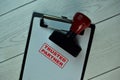 Red Handle Rubber Stamper and Trusted Partner text isolated on the table