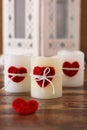 Red Handmade Crochet Heart For Candle For Saint Valentine's Day