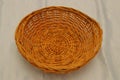 Red handmade fruit wicker basket isolated. Willow sieve Royalty Free Stock Photo