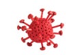 Red handmade model of coronavirus or the other virus isolated on the white background Royalty Free Stock Photo