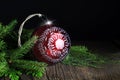 Red Handpainted Christmas Ornament with Evergreen