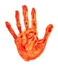 Red handprint isolated