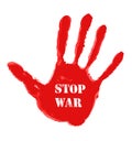 Red handprint with the words STOP WAR Royalty Free Stock Photo