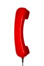 Red handset of a vintage eighties phone Royalty Free Stock Photo