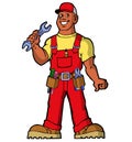 Cartoon character Handy Man mechanic illustration plumber painter Royalty Free Stock Photo