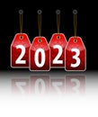 Red hanging tags with the 2023 Royalty Free Stock Photo