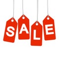 4 red hangtags with SALE Royalty Free Stock Photo