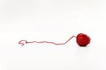 Red hank wool yarn isolated on white background Royalty Free Stock Photo