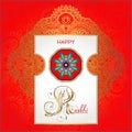 Red Happy Rakhi greeting card for indian holiday