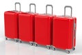 Red hard case luggages in a row