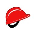 Red hard hat construction helmet design illustration