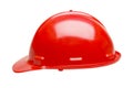 RED HARD HAT ON WHITE BACKGROUND Royalty Free Stock Photo