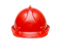 RED HARD HAT ON WHITE BACKGROUND Royalty Free Stock Photo