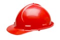 RED HARD HAT ON WHITE BACKGROUND Royalty Free Stock Photo