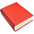 Red hardcover book lying closed atop pristine white surface, symbolizing literary depth, learning, knowledge holding Royalty Free Stock Photo