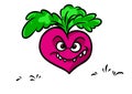 Red harmful radish negative emotions evil irony smile vegetable animal character cartoon