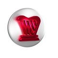 Red Harp icon isolated on transparent background. Classical music instrument, orhestra string acoustic element. Silver