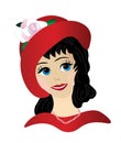 Red Hat Lady Graphic with a large Rose in her hat. Royalty Free Stock Photo