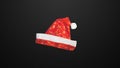 Red hat of Santa Claus. On a black background Royalty Free Stock Photo