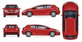 Red hatchback car vector mockup Royalty Free Stock Photo