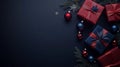 A red-hatted snowman wears a scarf and hat among pink ornaments and sparkling lights