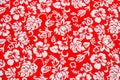 Red Hawaiian fabric with flowers