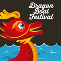 Red head dragon boat festival sea and dark background Royalty Free Stock Photo