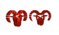 Red Head of goat or ram icon isolated on transparent background. Mountain sheep. Animal symbol. Royalty Free Stock Photo