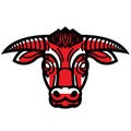 Red head of powerful horned bull Royalty Free Stock Photo