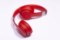 Red wireless headphone Royalty Free Stock Photo