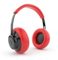 Red headphones 3D. Icon. on white Royalty Free Stock Photo