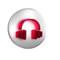 Red Headphones icon isolated on transparent background. Earphones. Concept for listening to music, service