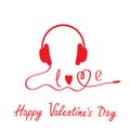 Red headphones. White background. Happy Valentin Royalty Free Stock Photo