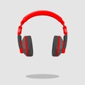 Red headshet headphone dj gamer illustration icon lfat style Royalty Free Stock Photo