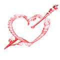 Red heart with arrow for valentine day Royalty Free Stock Photo