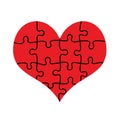 Red Heart Assembled of Puzzle Pieces Isolated Royalty Free Stock Photo