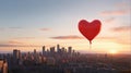 A red heart balloon in the air can evoke various emotions .