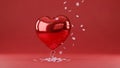 Red Heart Balloon with Petals Royalty Free Stock Photo