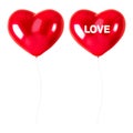 Red heart balloons isolated on white background. Party decorations. Royalty Free Stock Photo