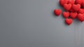 red heart balloons over flat gray background for minimalistic valentines day mockup, neural network generated image Royalty Free Stock Photo